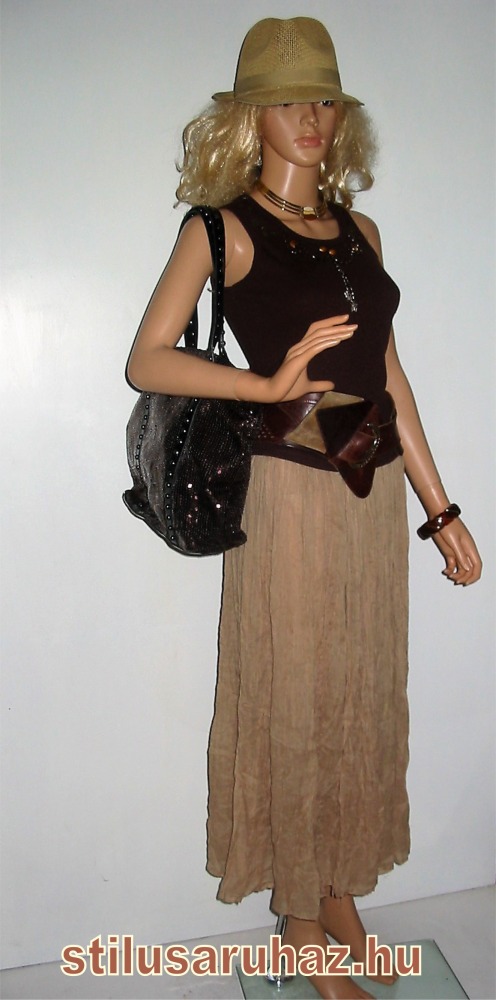 Sötétbarna színű ujjatlan blúz