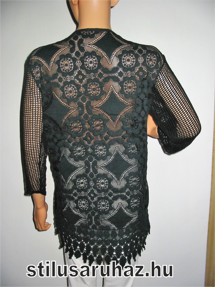 Fekete csipkés kardigán