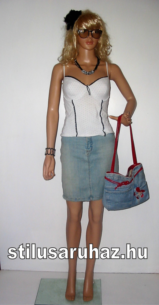 Vállpános, pöttyös top Isadora