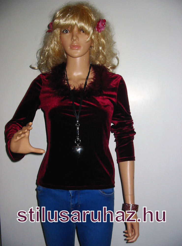 Bársony hosszú ujjú felső